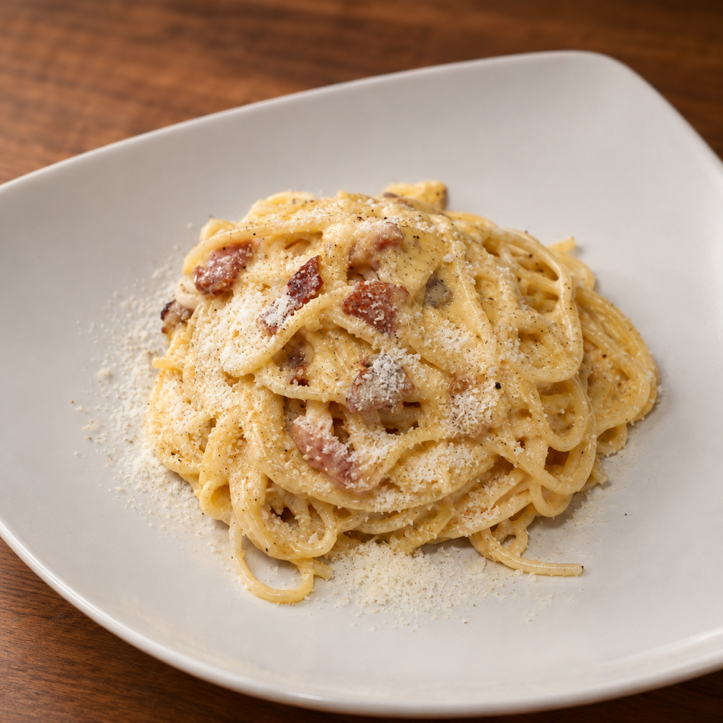 Espaguetis a la carbonara en Le Cinque Lune